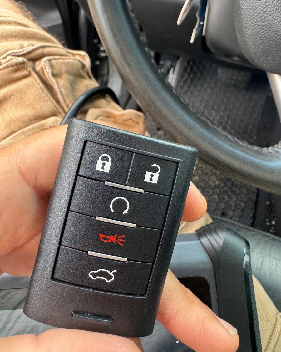 Key fob held at the vehicle during programming